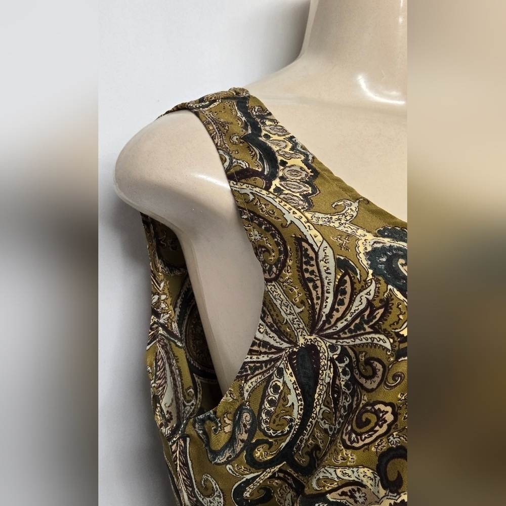 Fashion Gad XL Long Dress Lightweight Scoop Neck Sleeveless Tie Back Paisley - Picture 2 of 6